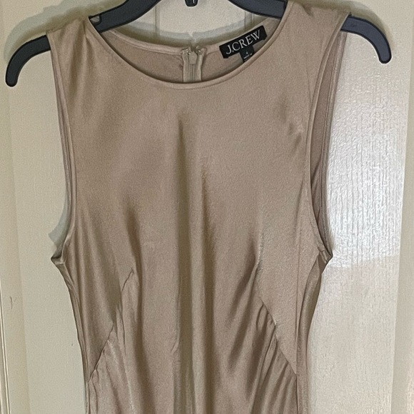 J. Crew High Neck Slip Dress in Luster Crepe Lt Khaki, Sz 8 Formal Wedding Guest - Picture 4 of 14
